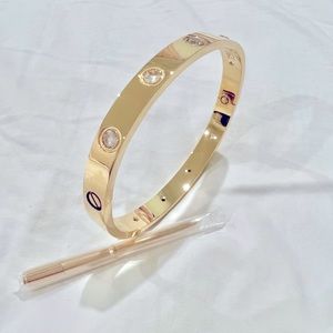 CZ Crystals Love Bracelet yellow gold plated